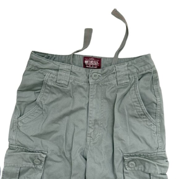 Matchstick Mens Cargo Pants Size 29 Small Workwear Drawstring Pockets Army Green - Picture 3 of 6